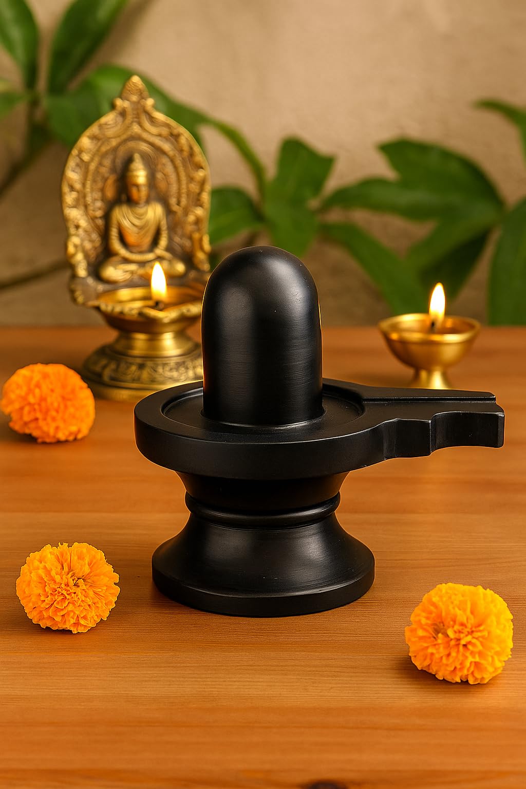 Athizay Stone Shivling  6 Cm  Black  Compact Idol For Pooja, Car Dashboard, Gifting